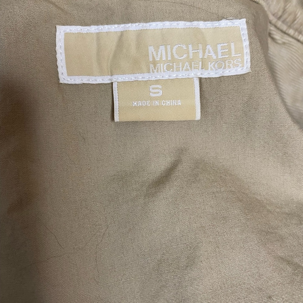 Michael Kors corduroy blazer tan, brass buttons pleated, pockets banded collar S - Picture 8 of 9